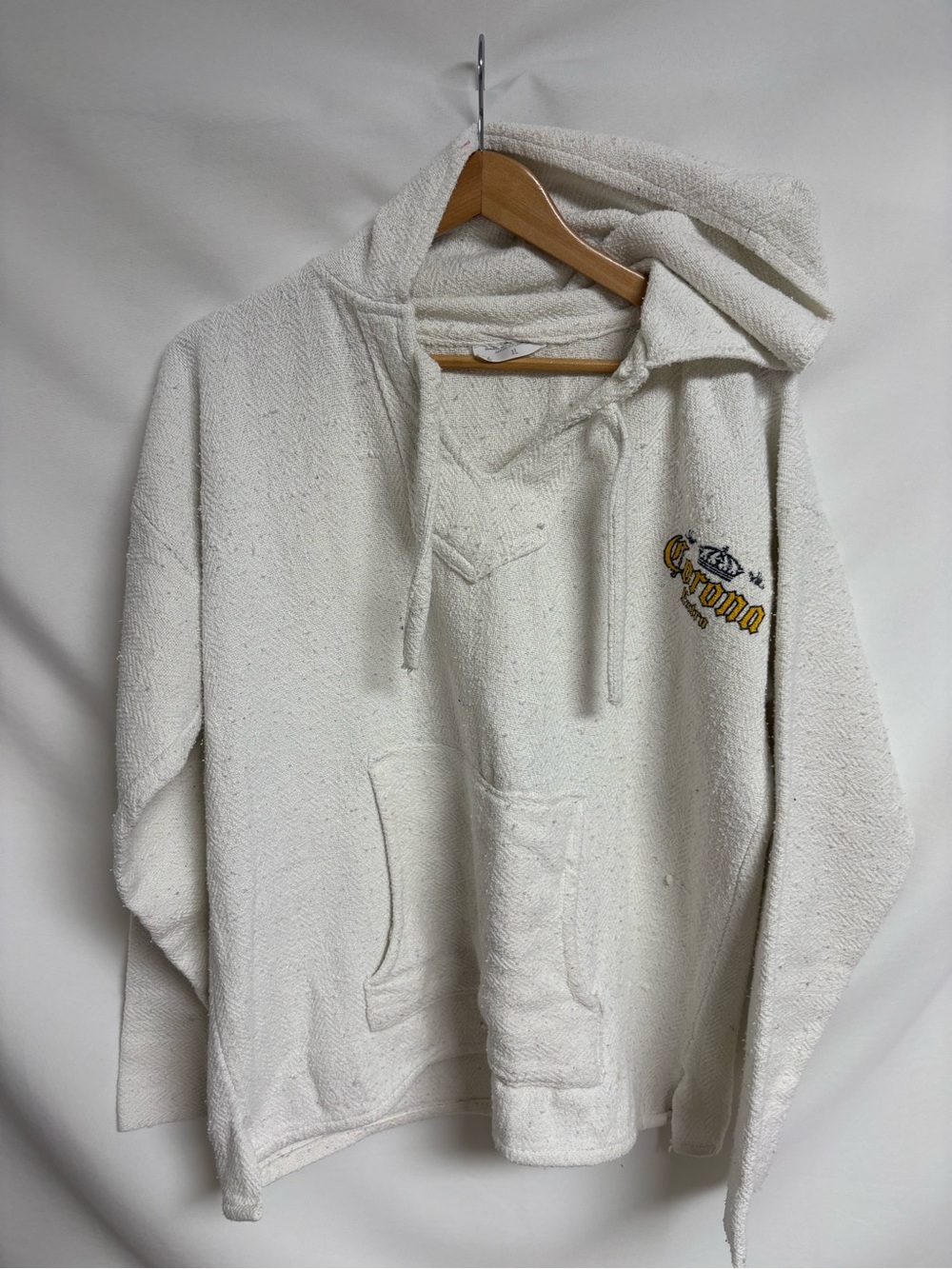 Corona Cream Crewneck Hooded Sweater with Embroidered Logo